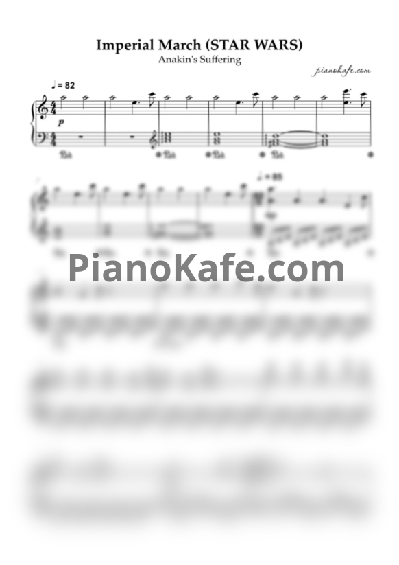 Ноты John Williams - Anakin's Suffering (Imperial March) - PianoKafe.com