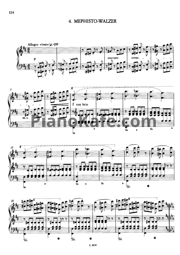 Ноты Ференц Лист - Mephisto Waltz No.4, S696 - PianoKafe.com