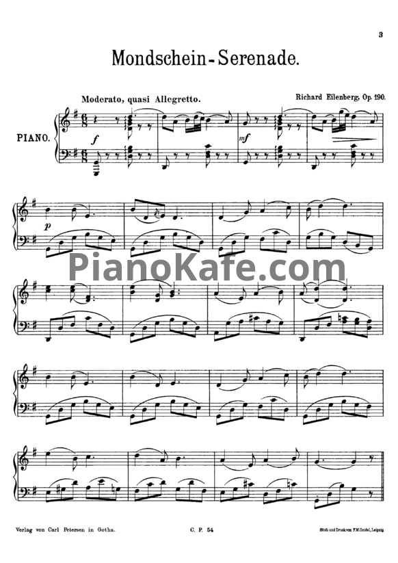 Ноты Р. Эйленберг - Mondschein-Serenade (Op. 190) - PianoKafe.com
