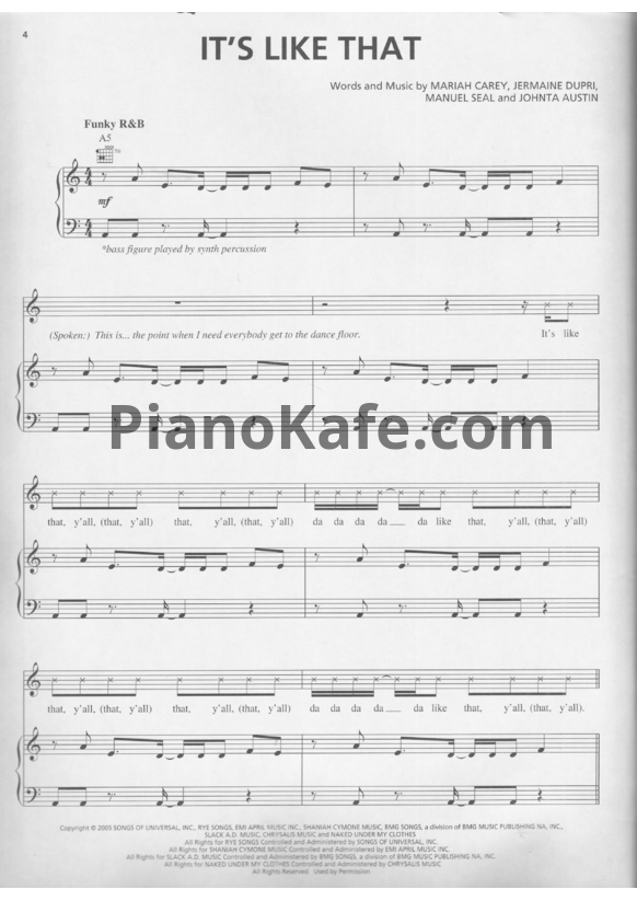 Ноты Mariah Carey - It's like that - PianoKafe.com