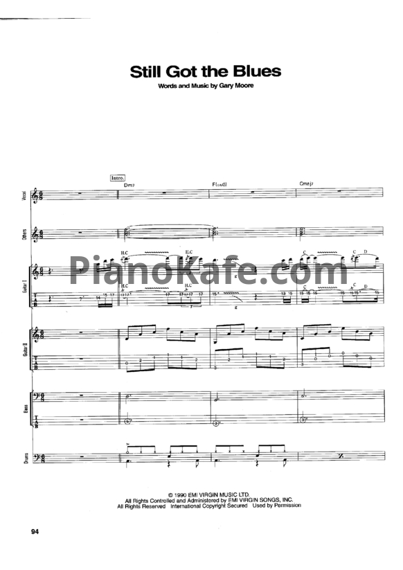 Ноты Gary Moore - Still got the blues (Партитура) - PianoKafe.com