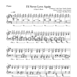 Ноты Lady Gaga - I'll never love again - предпросмотр