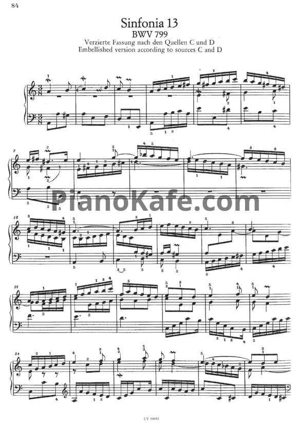 Ноты И. Бах - Симфония №13 (BWV 799) - PianoKafe.com
