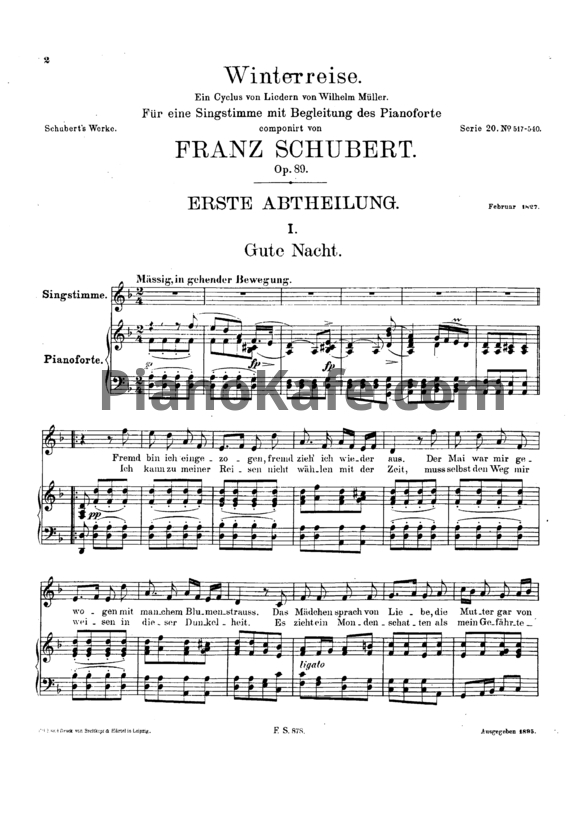 Ноты Ф. Лист, Ф. Шуберт - Зимний путь (Op. 89) - PianoKafe.com