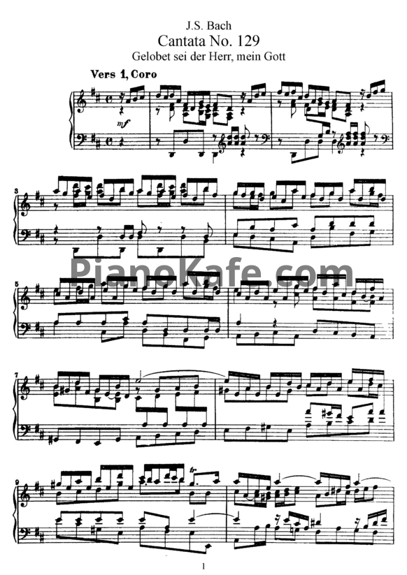 Ноты И. Бах - Кантата №129 "Gelobet sei der Herr, mein gott" (BWV 129) - PianoKafe.com