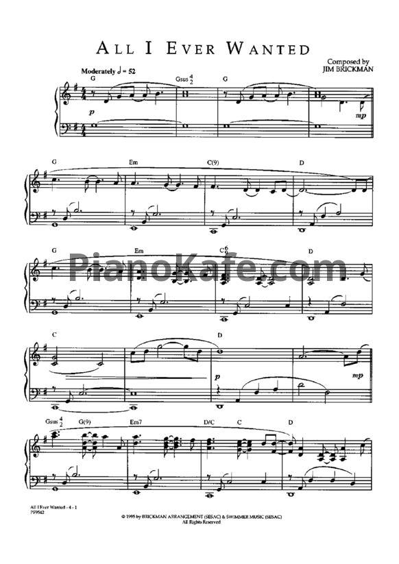 Ноты Jim Brickman - All I ever wanted - PianoKafe.com
