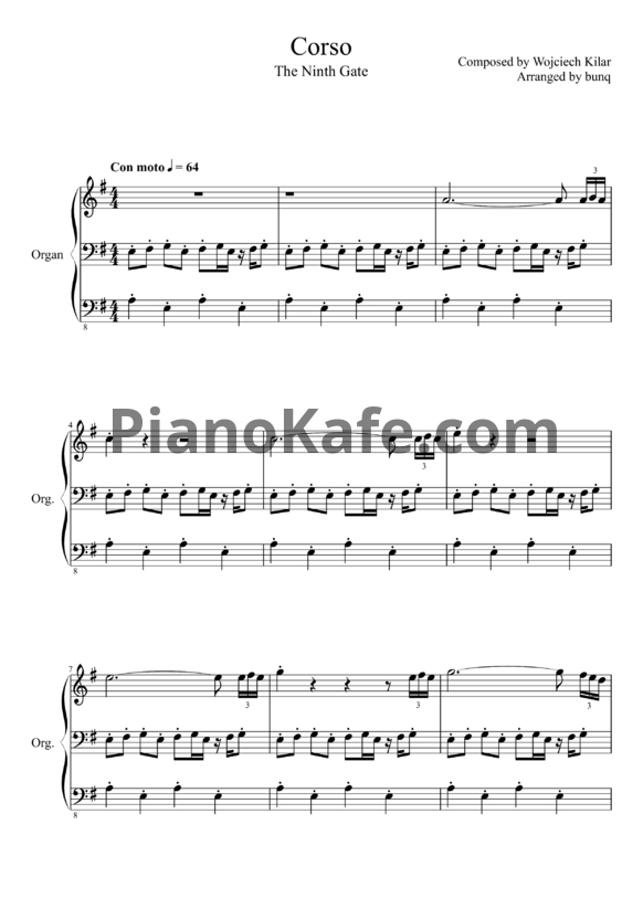 Ноты Wojciech Kilar - Corso - PianoKafe.com