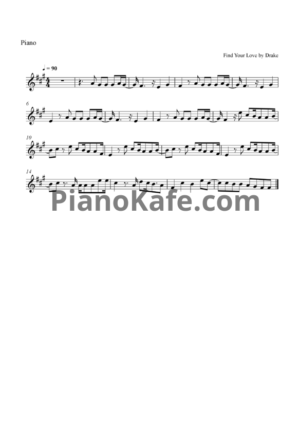 Ноты Drake - Find your love - PianoKafe.com