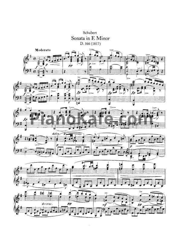 Ноты Франц Шуберт - Соната ми минор (D. 566) - PianoKafe.com