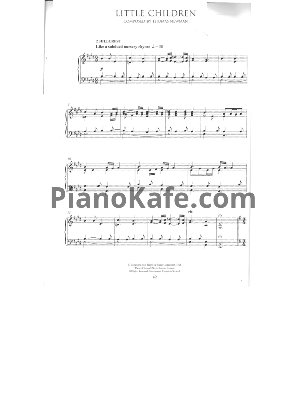 Ноты Thomas Newman - Little children - PianoKafe.com