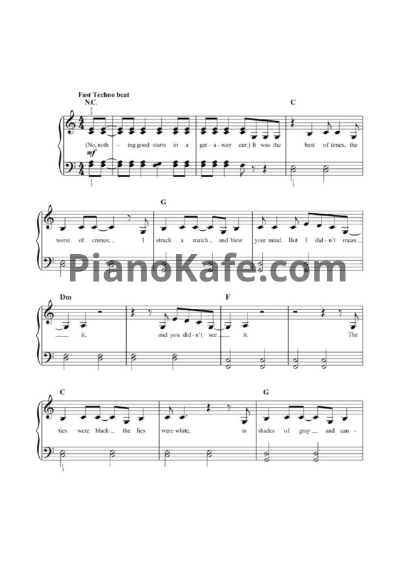 Ноты Taylor Swift - Getaway car (Версия 2) - PianoKafe.com