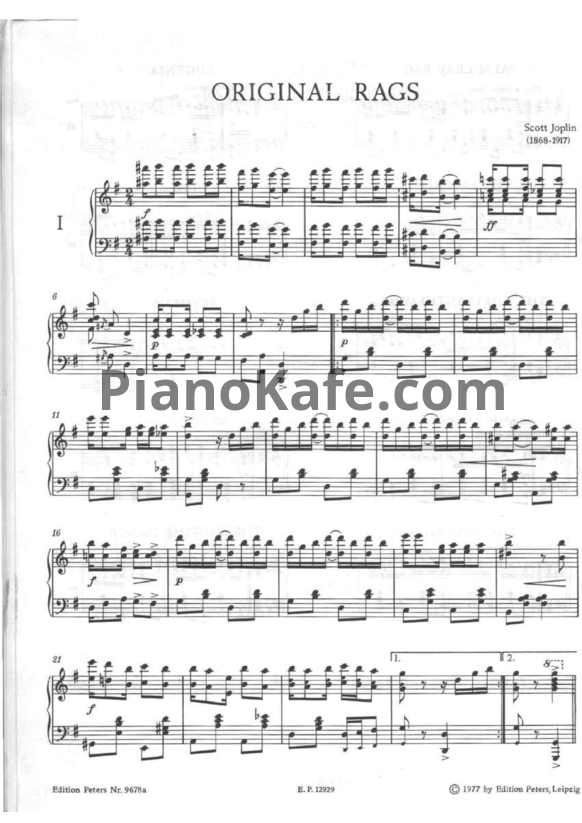 Ноты Scott Joplin - Original rags - PianoKafe.com