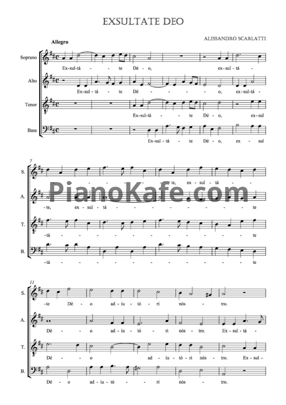 Ноты Alessandro Scarlatti - Exsultate deo - PianoKafe.com