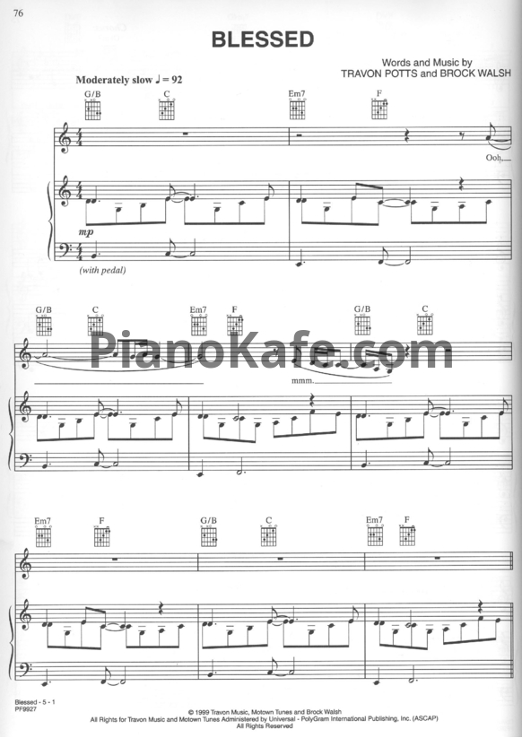 Ноты Christina Aguilera - Blessed - PianoKafe.com