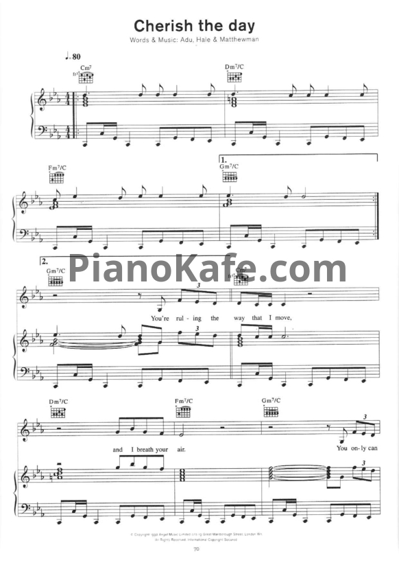 Ноты Sade - Cherish the day - PianoKafe.com