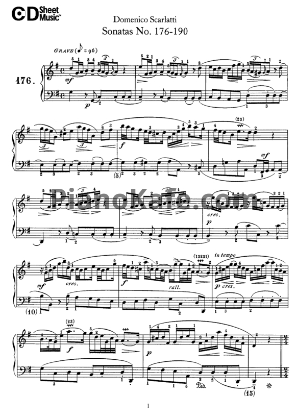 Ноты Д. Скарлатти - Сонаты 176-190 - PianoKafe.com