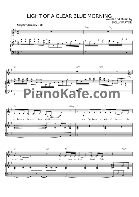 Ноты Dolly Parton - Light of a clear blue morning - PianoKafe.com