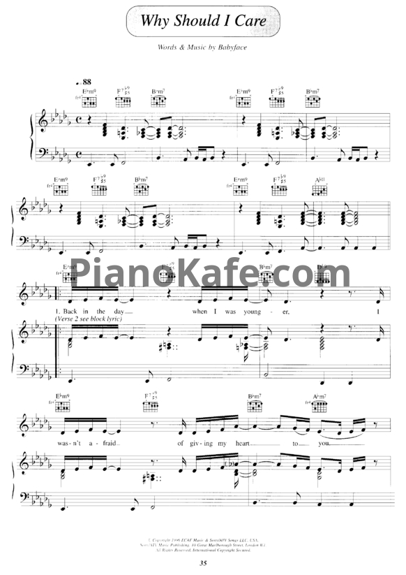 Ноты Toni Braxton - Why should I care - PianoKafe.com