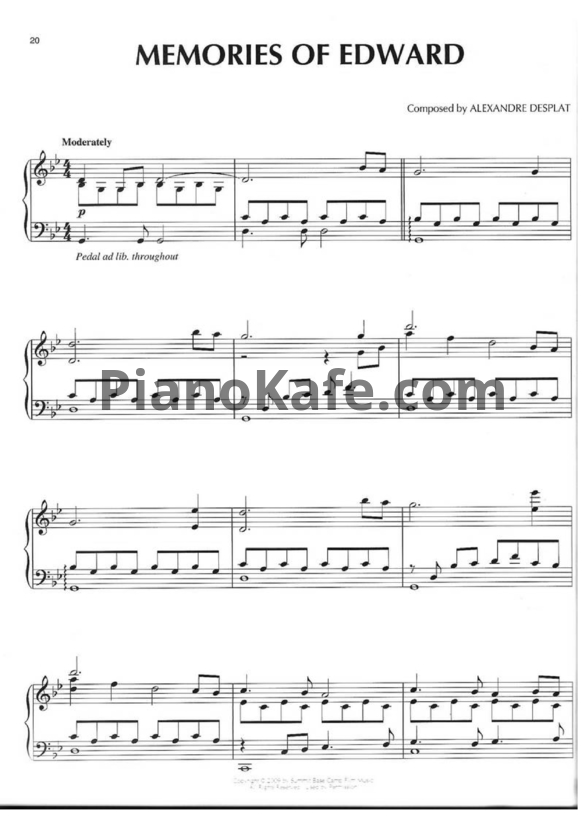 Ноты Alexandre Desplat - Memories of Edward - PianoKafe.com