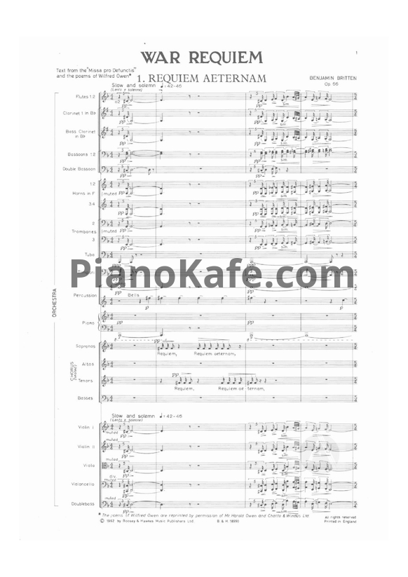 Ноты Бенджамин Бриттен - Военный реквием (Op. 66, Партитура) - PianoKafe.com