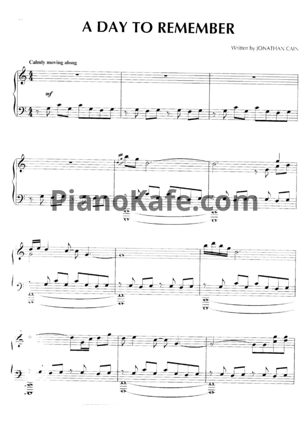 Ноты Jonathan Cain - A day to remember - PianoKafe.com