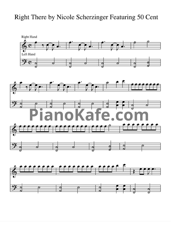 Ноты Nicole Scherzinger - Right there - PianoKafe.com