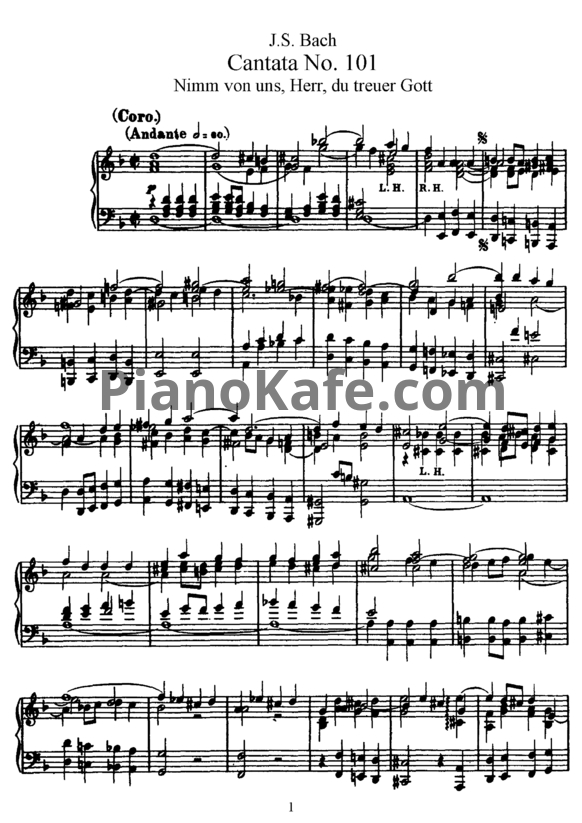 Ноты И. Бах - Кантата №101 "nimm von uns, herr, du treuer gott" (BWV 101) - PianoKafe.com