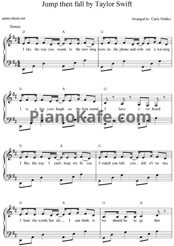 Ноты Taylor Swift - Jump then fall - PianoKafe.com