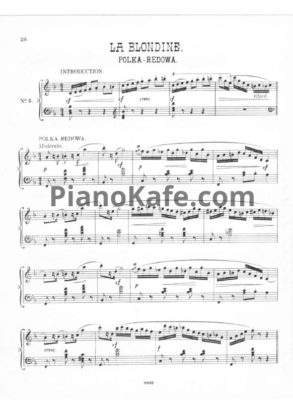 Ноты Герман Волленгаупт - La blondine (Polka-redowa) №5 - PianoKafe.com