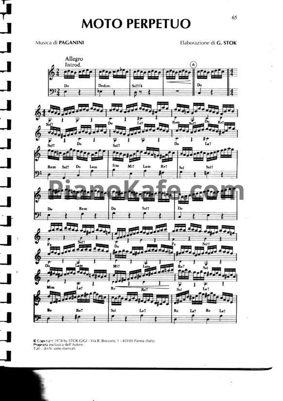 Ноты Никколо Паганини - Moto Perpetuo (G. Stok) - PianoKafe.com
