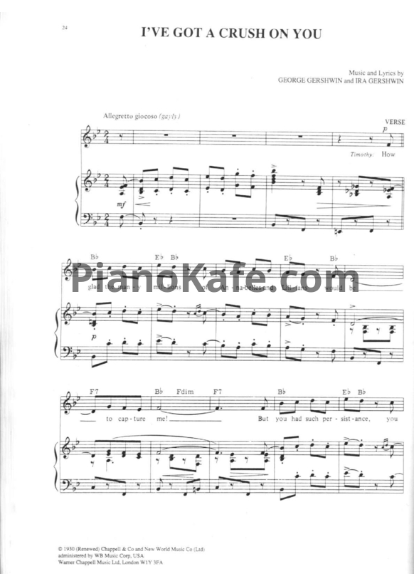 Ноты George Gershwin - I've got a crush on you - PianoKafe.com
