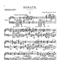 Ноты С. Борткевич - Соната №1 (Op. 9) - предпросмотр