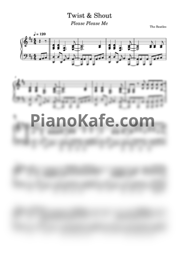 Ноты The Beatles - Twist and Shout (Piano cover) - PianoKafe.com
