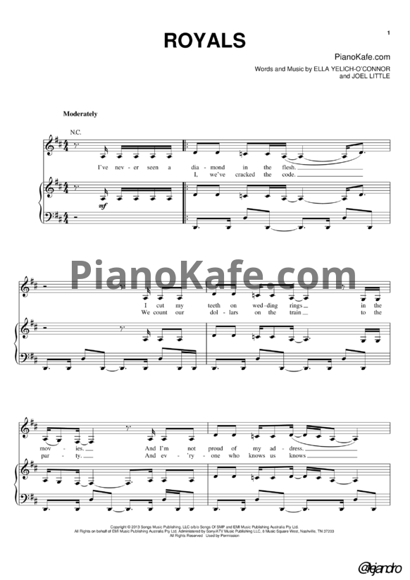 Ноты Lorde - Royals (Версия 2) - PianoKafe.com