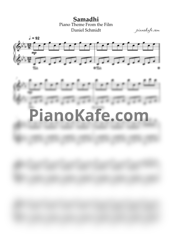 Ноты Daniel Schmidt - Samadhi piano theme (Piano cover) - PianoKafe.com