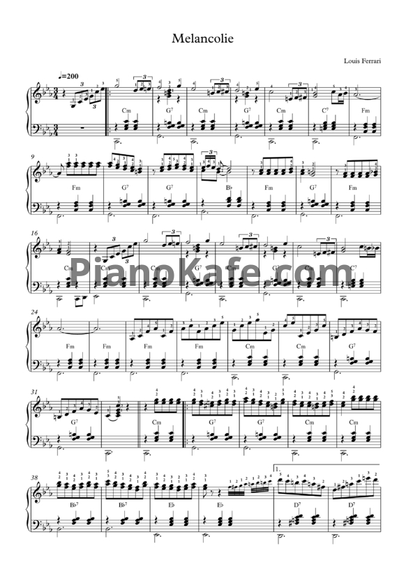 Ноты Louis Ferrari - Melancolie - PianoKafe.com