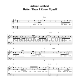 Ноты Adam Lambert - Better than I know myself - предпросмотр