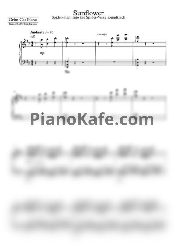 Ноты Post Malone, Swae Lee - Sunflower (Версия 2) - PianoKafe.com