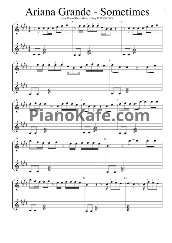 Ноты Ariana Grande - Sometimes - PianoKafe.com