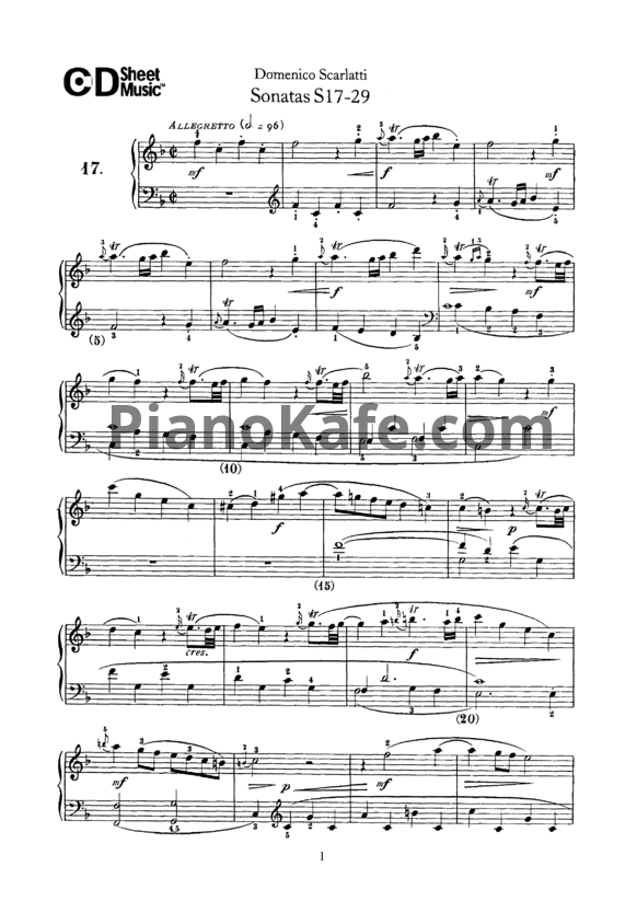 Ноты Д. Скарлатти - S17-29 - PianoKafe.com