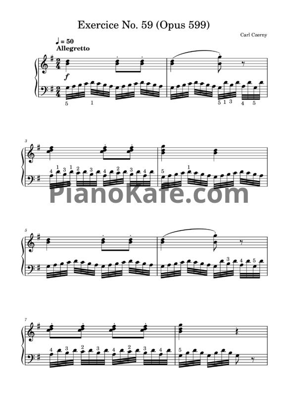 Ноты Карл Черни - Practical exercises for beginners (Op. 599, №59) - PianoKafe.com