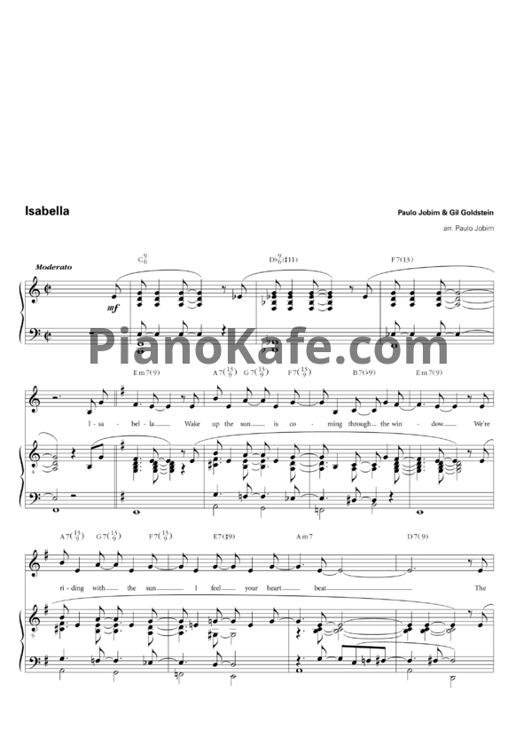 Ноты Paulo Jobim & Gil Goldstein - Isabella - PianoKafe.com