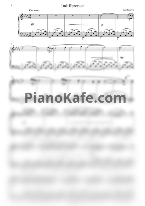 Ноты Ilya Beshevli - Indifference - PianoKafe.com