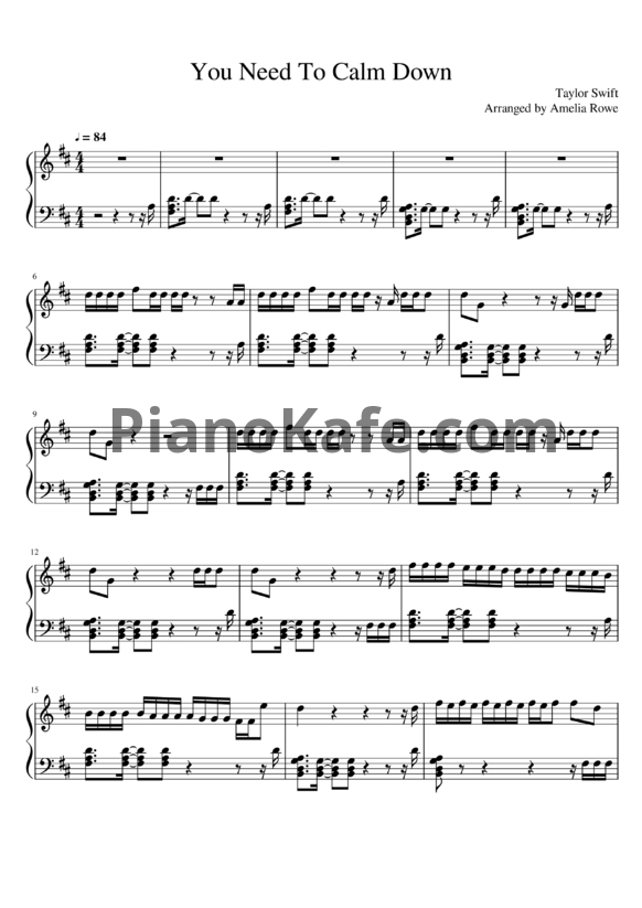 Ноты Taylor Swift - You need to calm down - PianoKafe.com