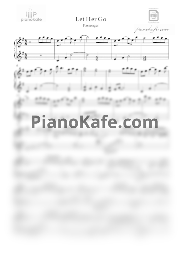 Ноты Passenger - Let her go (The piano man cover) - PianoKafe.com