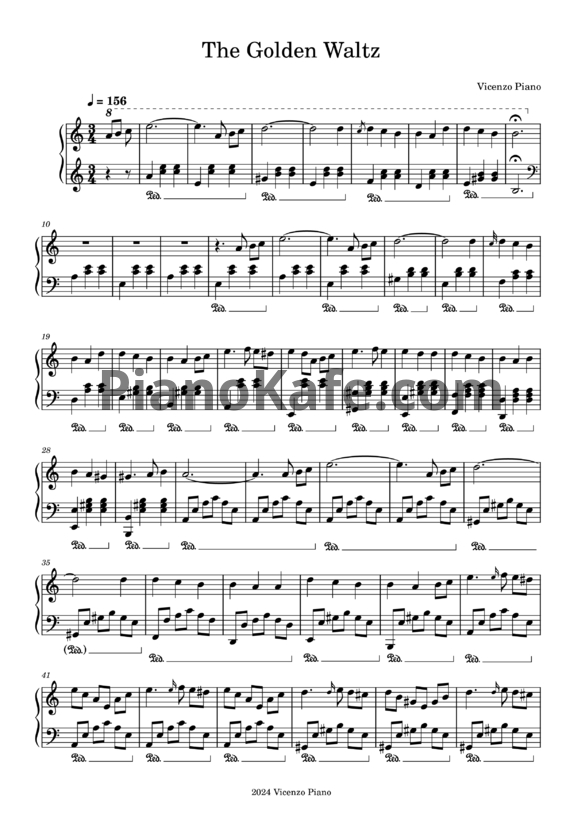 Ноты Vicenzo Piano - The Golden Waltz - PianoKafe.com