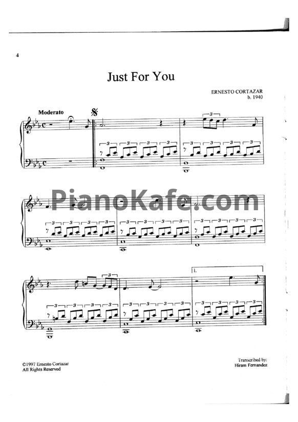 Ноты Ernesto Cortazar - Just for you (Книга нот) - PianoKafe.com