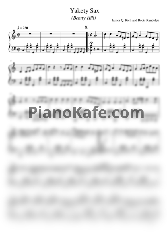 Ноты Boots Randolph and James Q. Rich - Yakety sax (Тема Бенни Хилла) - PianoKafe.com