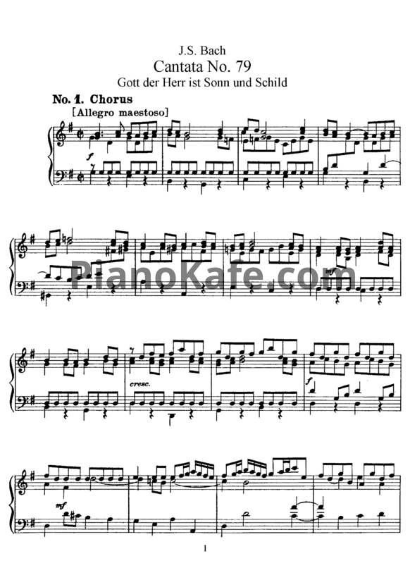 Ноты И. Бах - Кантата №79 "Gott der herr ist sonn und schild" (BWV 79) - PianoKafe.com
