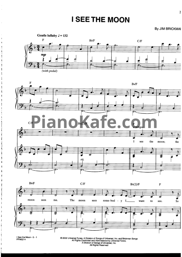 Ноты Jim Brickman - I see the moon - PianoKafe.com